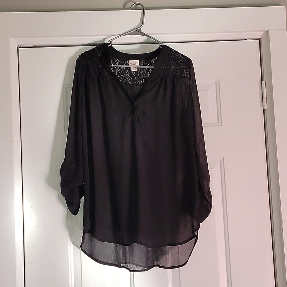 Mossimo Black Blouse, dress shirt, lacy shirt